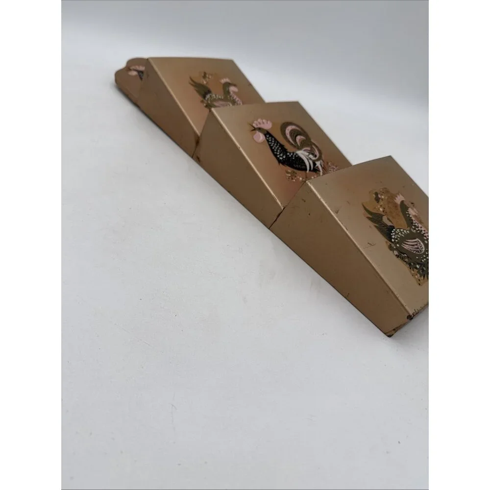 MCM Copper 3 Tier Wall Caddy Letter Mail Holder Roosters Vintage Organizer metal